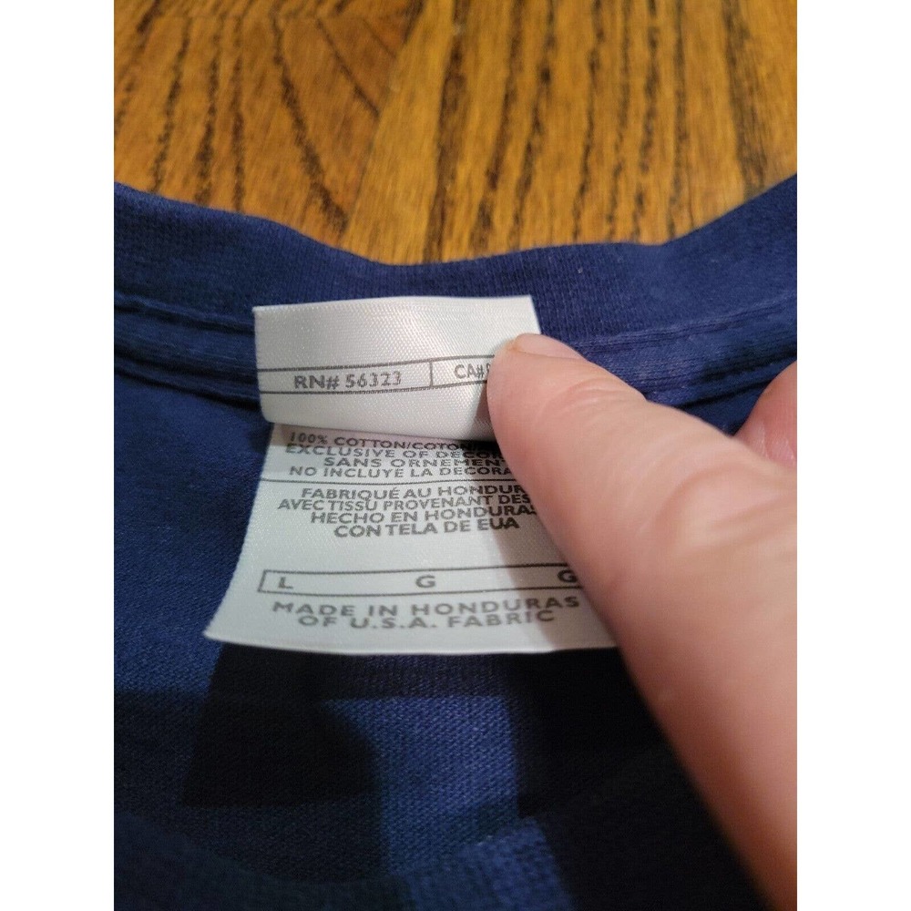 Nike Shirt Large Navy Blue Logo Tee Crew Neck T Shirt Regular Yellow Logo - Picture 6 of 10